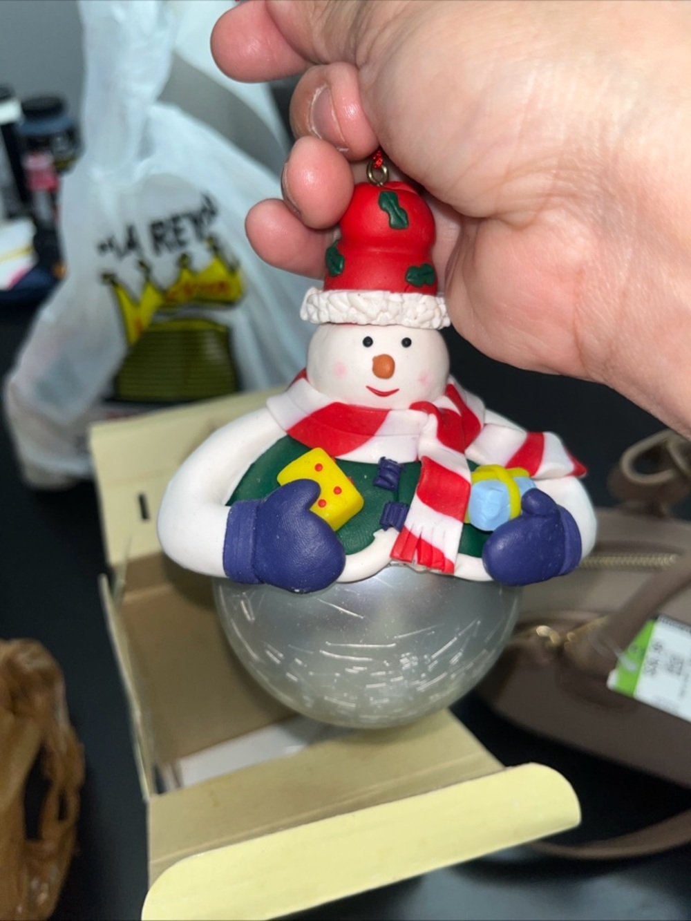 Holiday Snowman Ornament - Red & White Scarf
